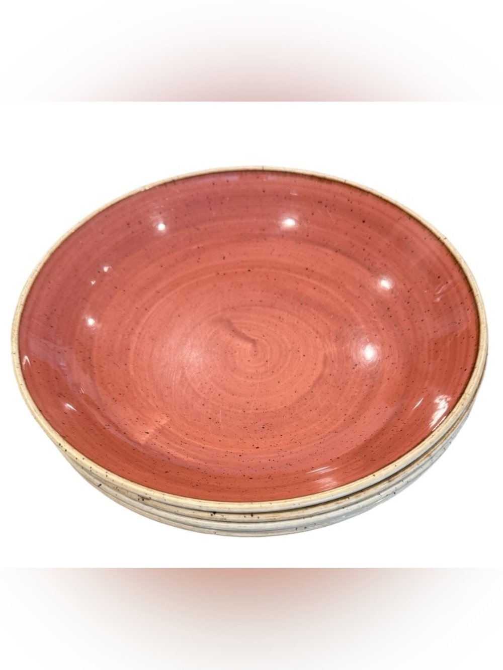 4 Churchill Stonecast rustic spiced orange 10”X 2” hand decorated wide rim bowls - Picture 3 of 6